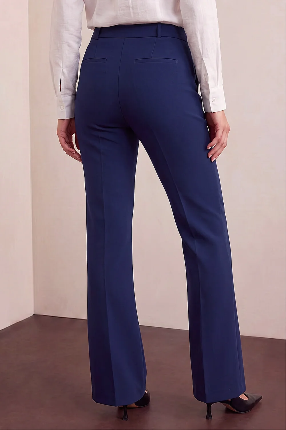 Roman Navy Long Bootcut Stretch Trousers - 20 Image 3