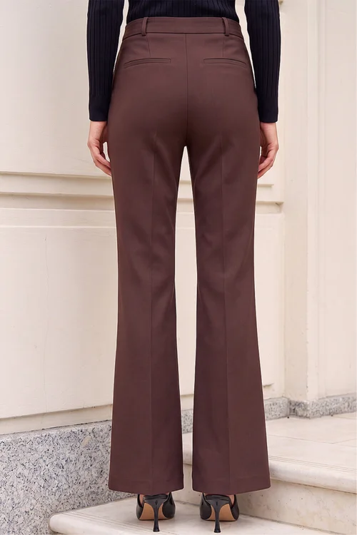 Roman Dark Brown Long Bootcut Stretch Trousers - 12 Image 3