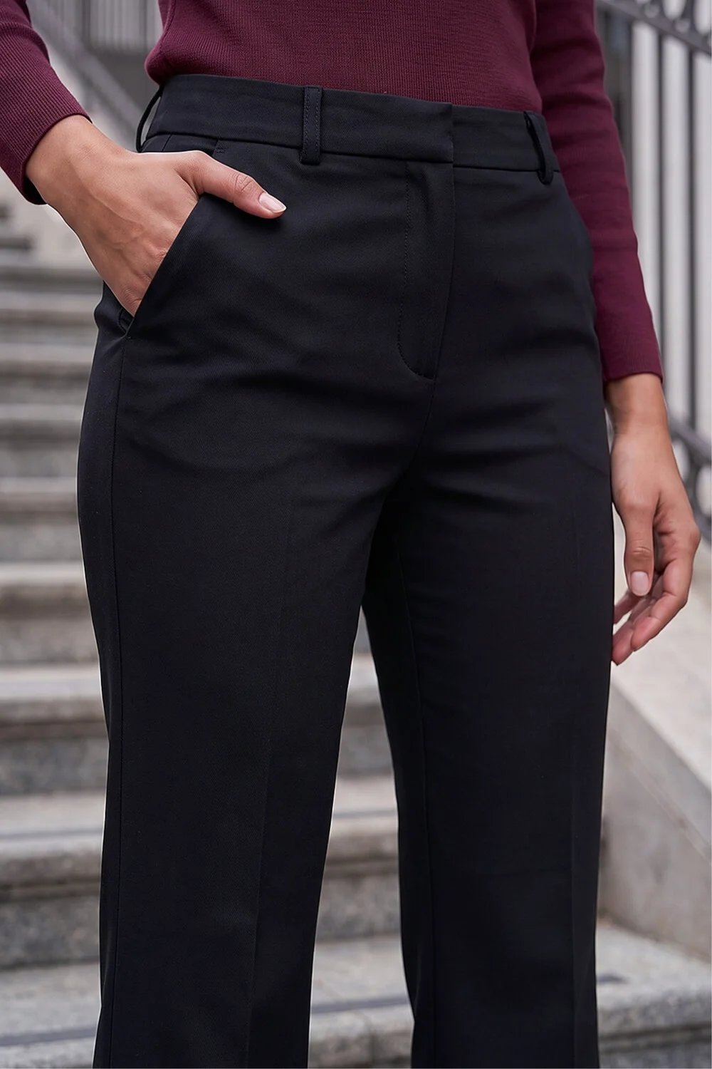 Roman Black Short Bootcut Stretch Trousers - 16 Image 4