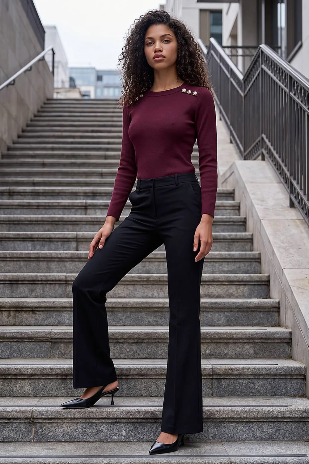 Roman Black Short Bootcut Stretch Trousers - 16 Image 2
