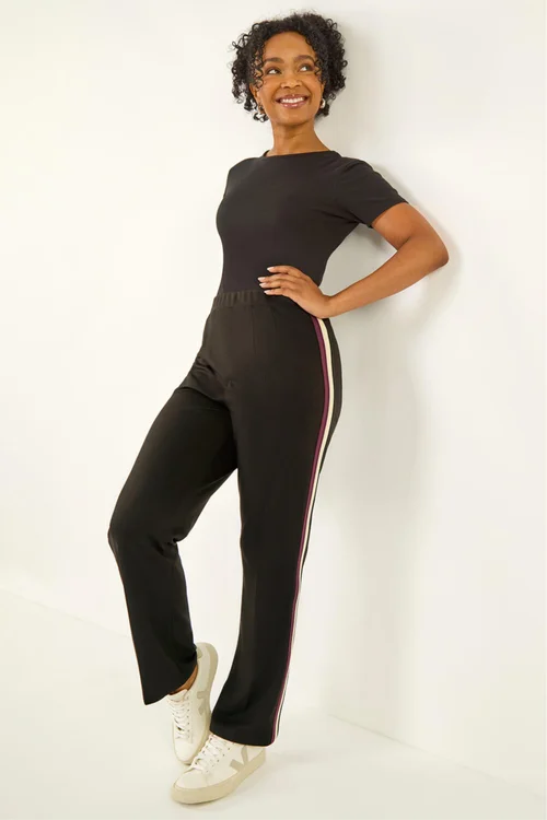 Roman Black Petite Side Stripe Stretch Trouser - 8 Image 3