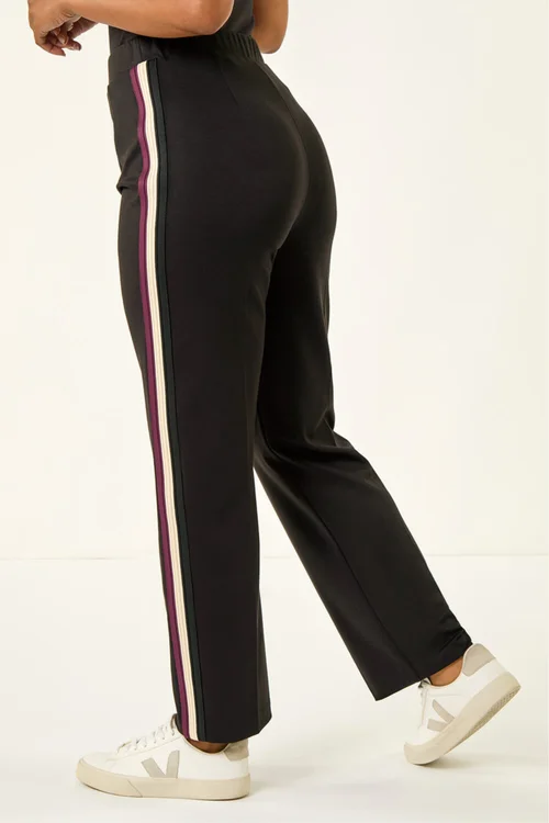 Roman Black Petite Side Stripe Stretch Trouser - 8 Image 4