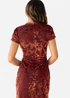 Maya Deluxe Copper Rose Floral Velvet Devore V Neck Midaxi Dress - 18 Image 4