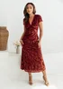 Maya Deluxe Copper Rose Floral Velvet Devore V Neck Midaxi Dress - 18 Image 6