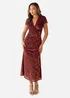 Maya Deluxe Copper Rose Floral Velvet Devore V Neck Midaxi Dress - 18 Image 1