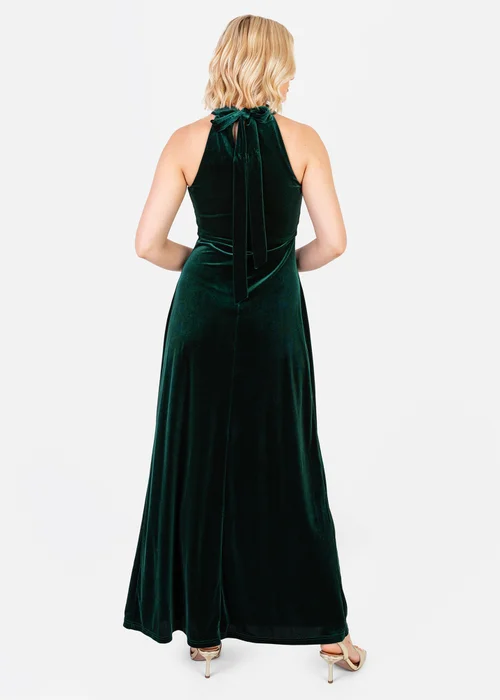 Maya Deluxe Emerald Halter Neck Velvet Maxi Dress - 18 Image 2