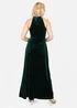Maya Deluxe Emerald Halter Neck Velvet Maxi Dress - 18 Image 2