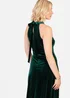 Maya Deluxe Emerald Halter Neck Velvet Maxi Dress - 18 Image 4