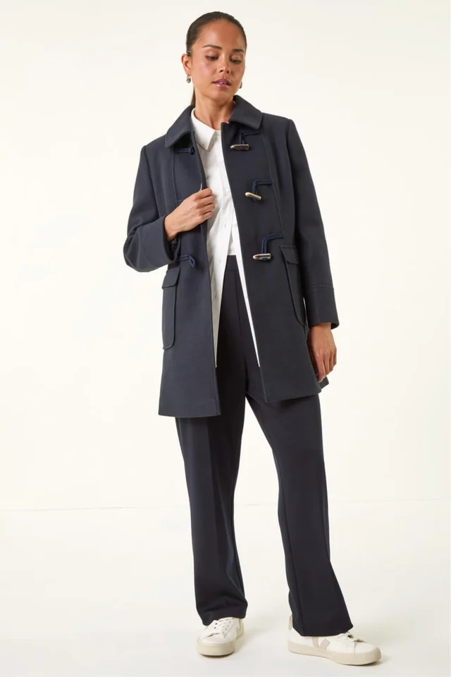 Roman Navy Petite Patch Pocket Duffle Coat