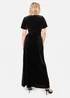 Maya Deluxe Black Faux Wrap Short Sleeve Velvet Maxi Dress - 24 Image 2