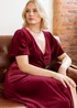Maya Deluxe Cranberry Faux Wrap Short Sleeve Velvet Maxi Dress - 18 Image 5