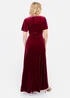 Maya Deluxe Cranberry Faux Wrap Short Sleeve Velvet Maxi Dress - 18 Image 2