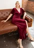 Maya Deluxe Cranberry Faux Wrap Short Sleeve Velvet Maxi Dress - 18 Image 6
