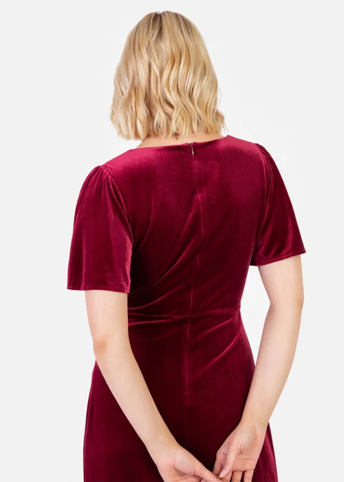 Maya Deluxe Cranberry Faux Wrap Short Sleeve Velvet Maxi Dress - 18 Image 4