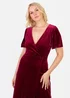 Maya Deluxe Cranberry Faux Wrap Short Sleeve Velvet Maxi Dress - 18 Image 3