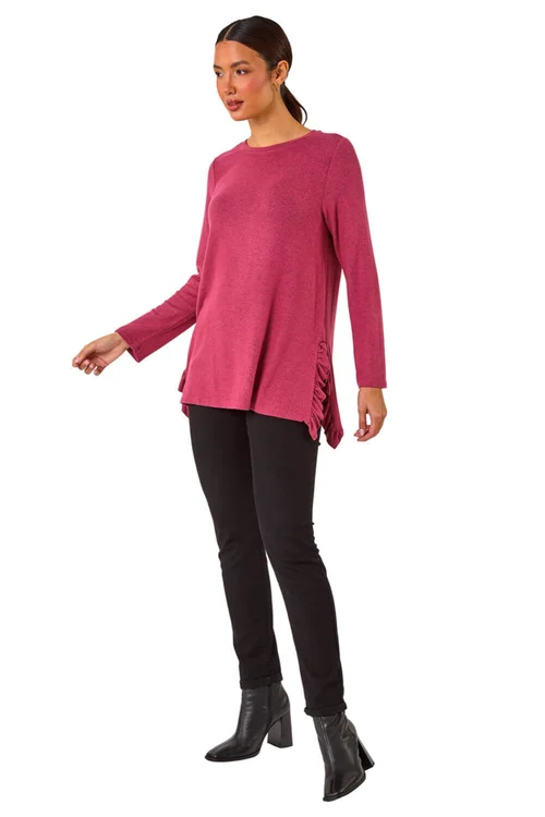 Roman Pink Soft Touch Side Ruffle Top - Size 18 Clothing Image 2