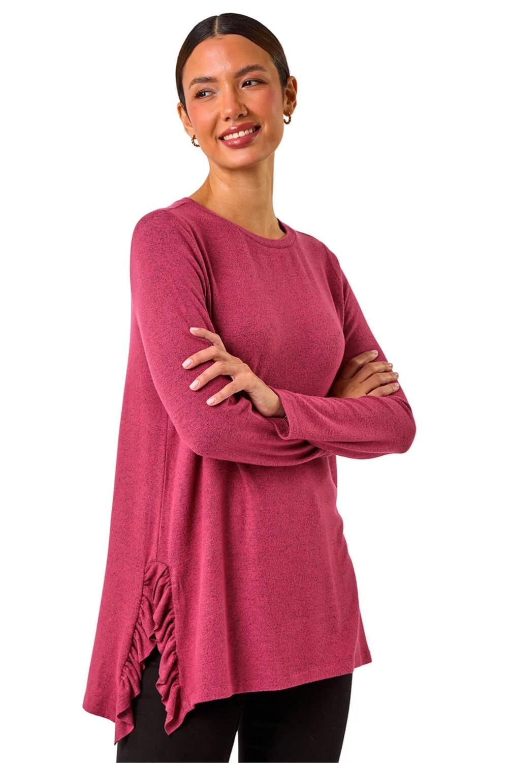 Roman Pink Soft Touch Side Ruffle Top - Size 18 Clothing Image 1