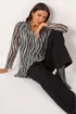 Roman Black Wavy Linear Print Cowl Neck Tunic - Size 20 Clothing Image 3