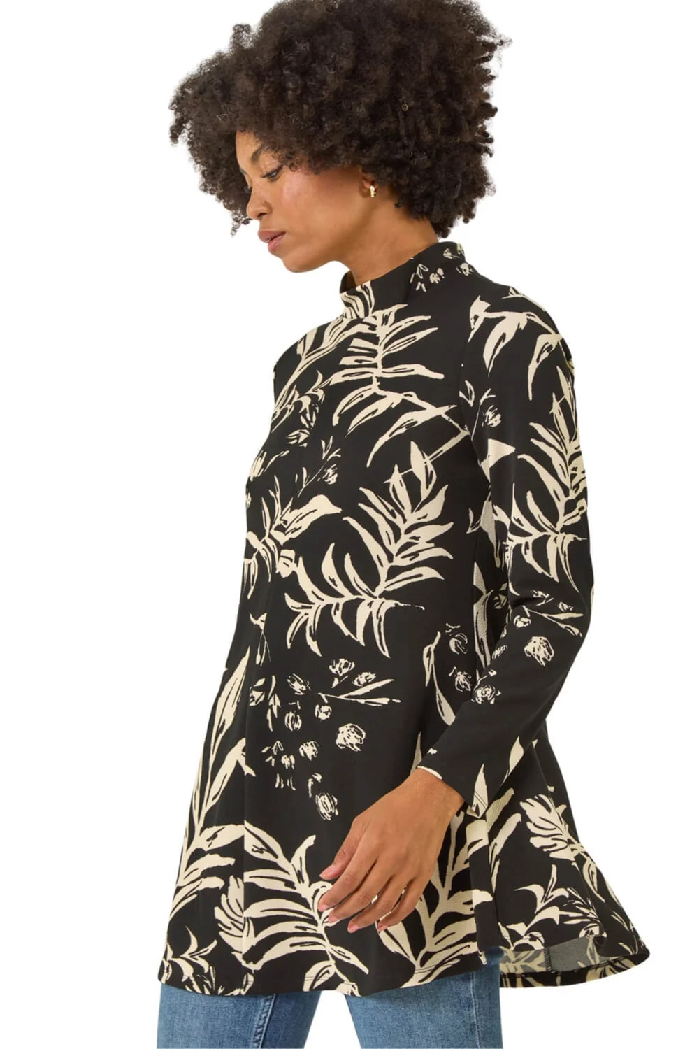 Roman Black Floral High Neck Swing Top - Size 20 Clothing Image 1