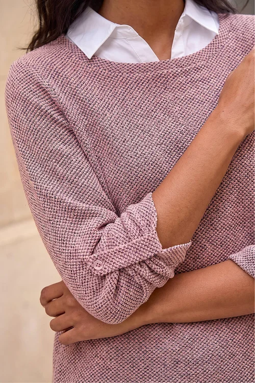 Roman Pink Mock Shirt Textured Knit Jumper - 12 Image 4