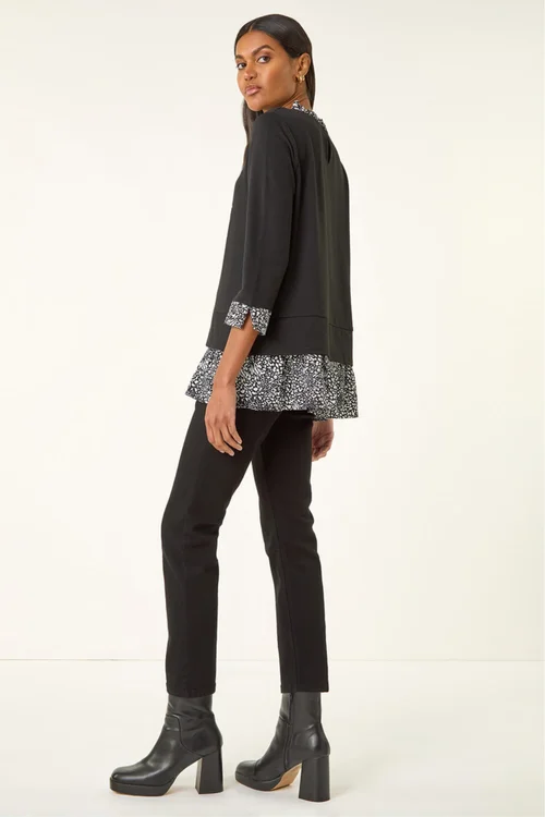 Roman Black Abstract Print Trim Tunic - Size 18 Clothing Image 4