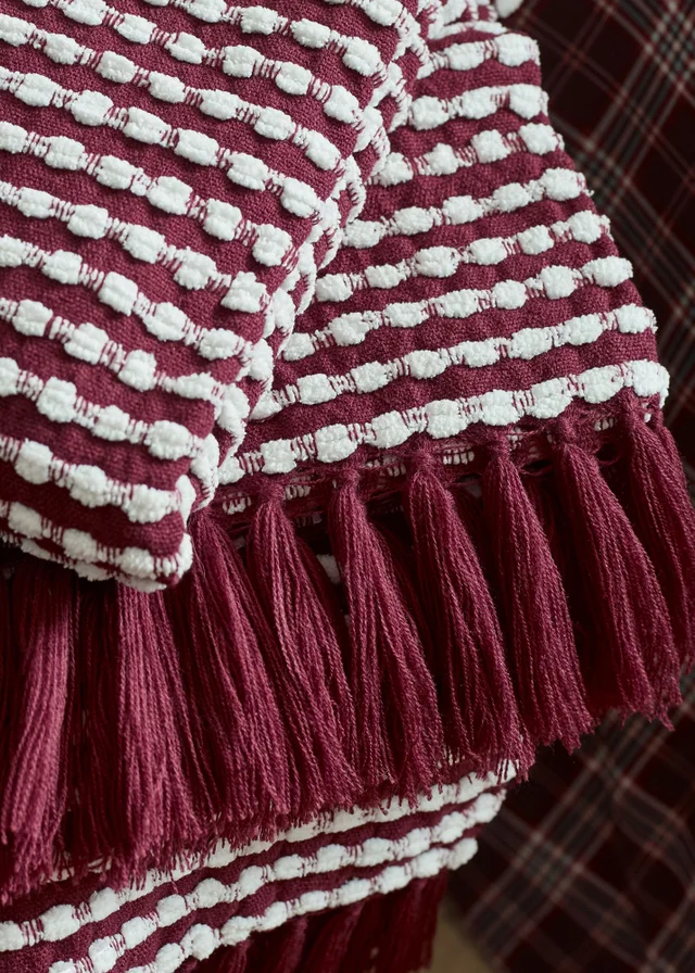 Catherine Lansfield Stab Stitch Blanket Throw Plum (125x150cm)