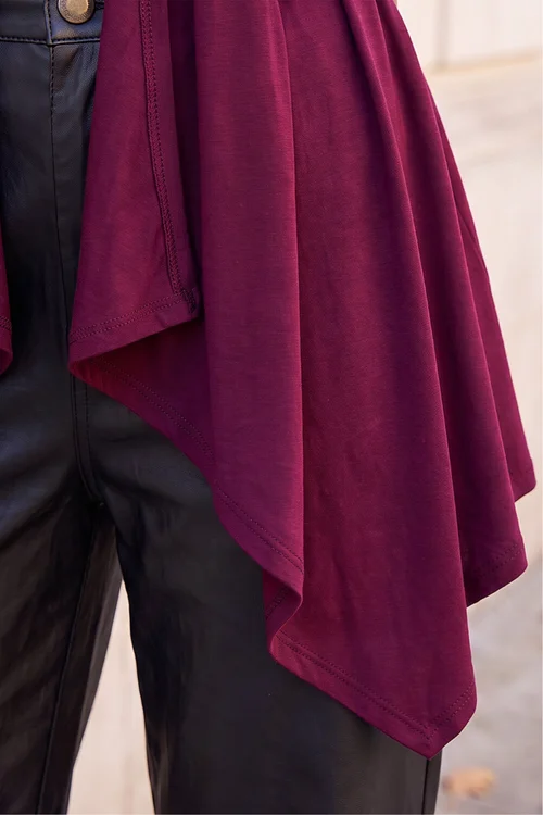 Roman Burgundy Waterfall Stretch Cardigan - 10 Image 4