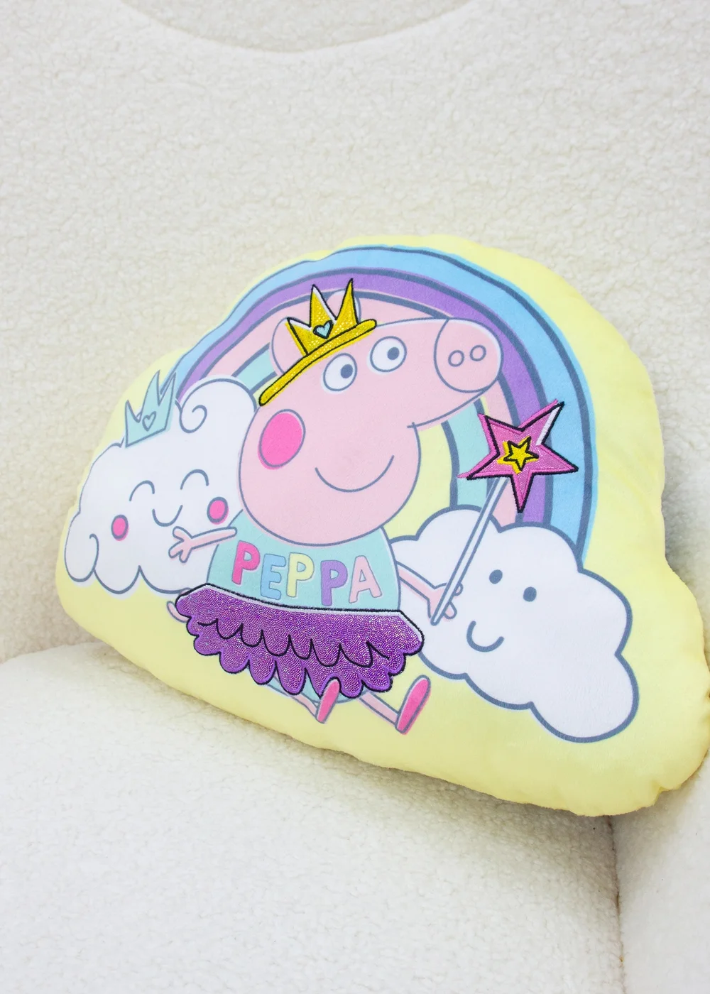 Peppa Pig Yellow Wand Shaped Cushion - One Size Image 1