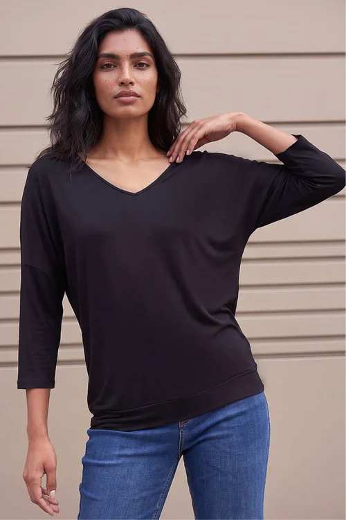 Roman Black V-Neck Jersey Stretch T-Shirt - 20 Image 1