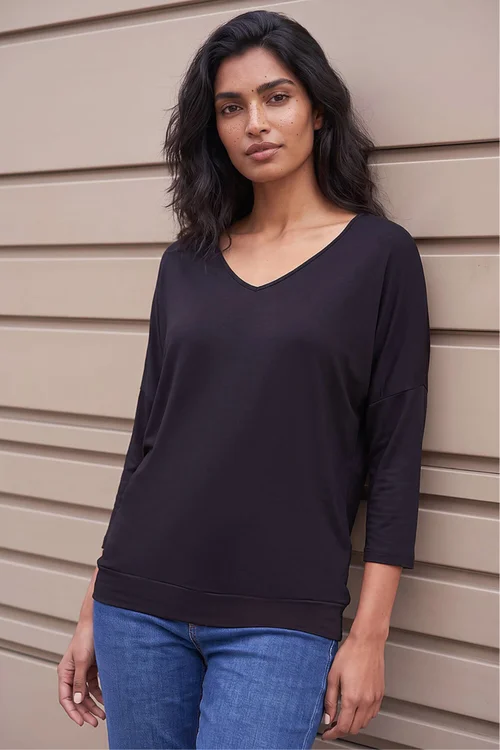 Roman Black V-Neck Jersey Stretch T-Shirt - 20 Image 2