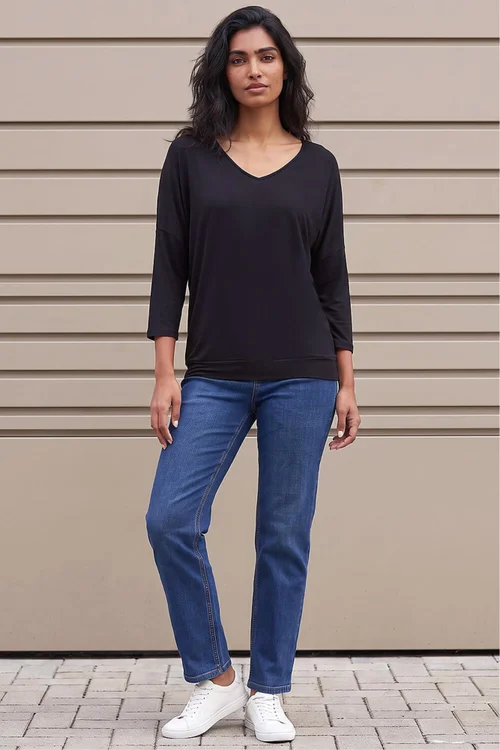 Roman Black V-Neck Jersey Stretch T-Shirt - 20 Image 3