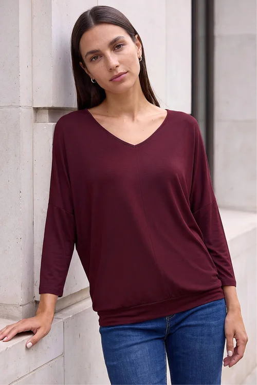 Roman Burgundy V-Neck Jersey Stretch T-Shirt - 18 Image 3
