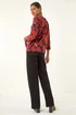 Roman Red Floral V-Neck Stretch Top - Size 20 Clothing Image 4