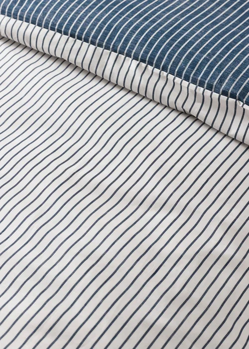 Catherine Lansfield Oxford Pinstripe Reversible Duvet Cover Set Navy - Single Image 4