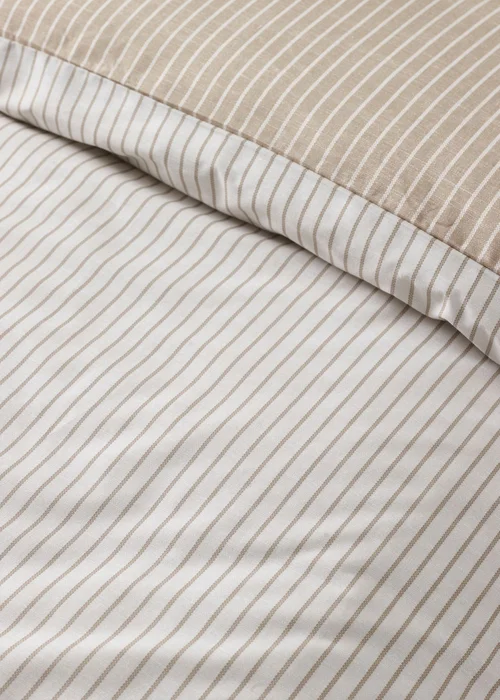 Catherine Lansfield Oxford Pinstripe Reversible Duvet Cover Set Natural - Single Image 4