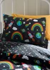 Catherine Lansfield Rainbow Rockets Reversible Duvet Cover Set Black - Junior Image 3