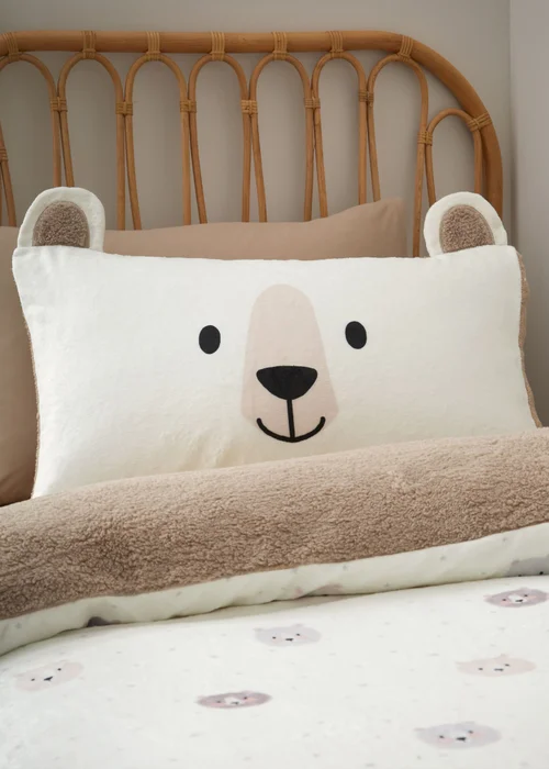 Catherine Lansfield Cosy Bear So Soft Duvet Cover Set Natural - Single Image 2
