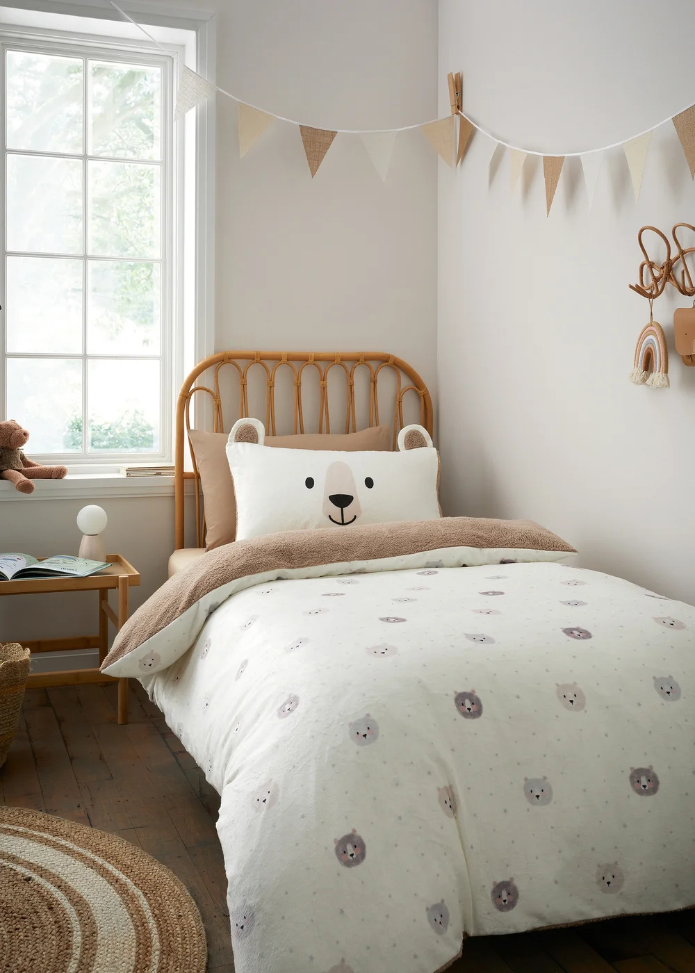 Catherine Lansfield Cosy Bear So Soft Duvet Cover Set Natural - Single Image 1