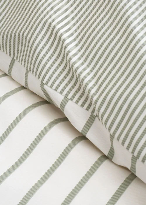 Bianca Fine Linens Green Hampton Stripe Cotton Reversible Duvet Cover Set - Single Image 4