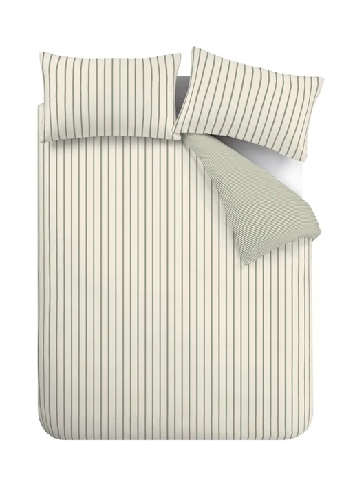 Bianca Fine Linens Green Hampton Stripe Cotton Reversible Duvet Cover Set - Single Image 5
