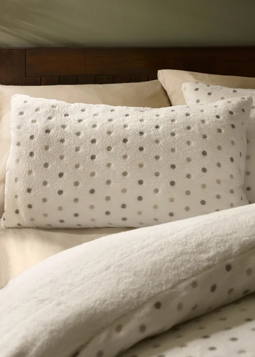 Catherine Lansfield Cosy Spot Fleece Duvet Cover Set Cream - Single Image 2