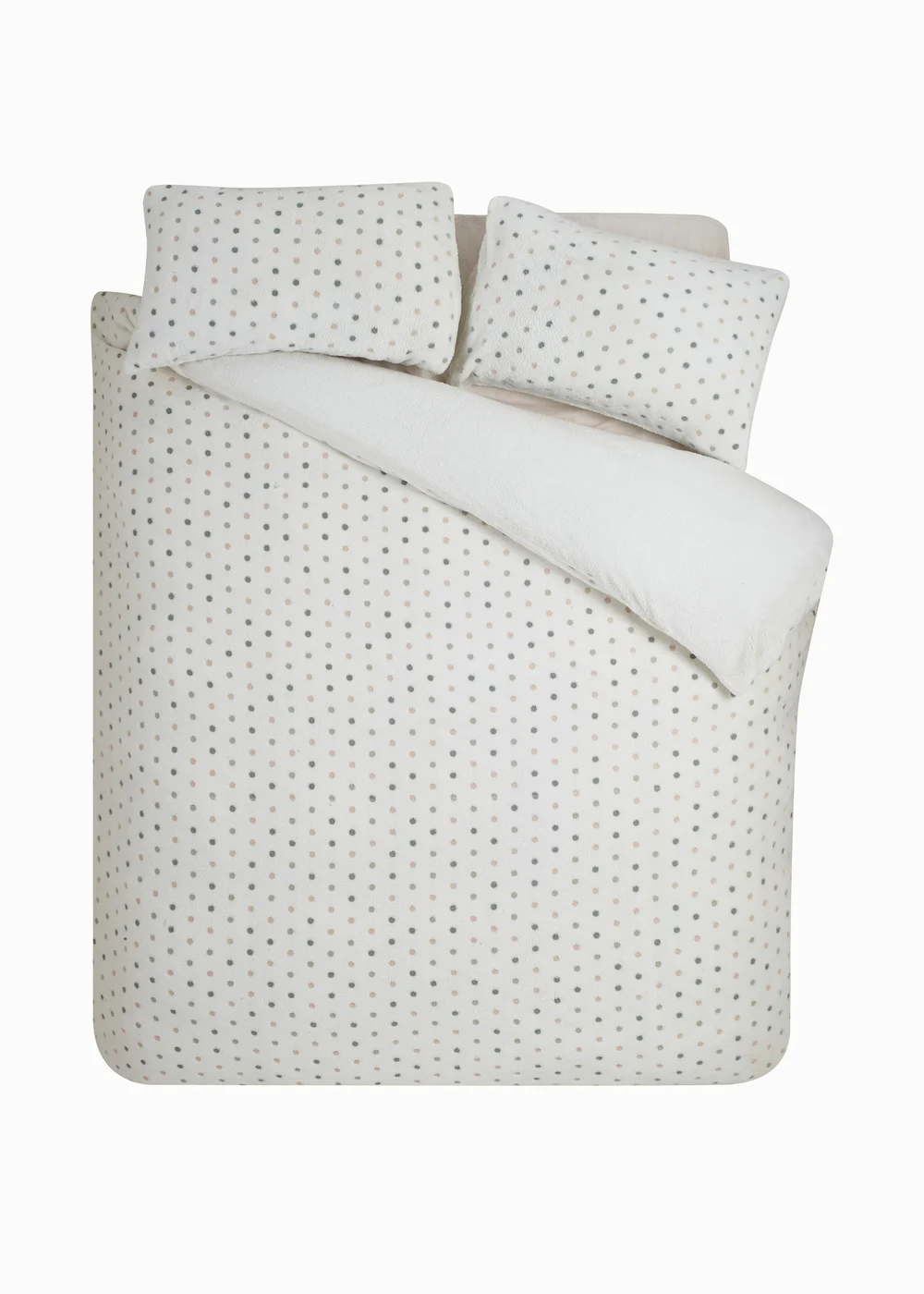 Catherine Lansfield Cosy Spot Fleece Duvet Cover Set Cream - Single Image 4