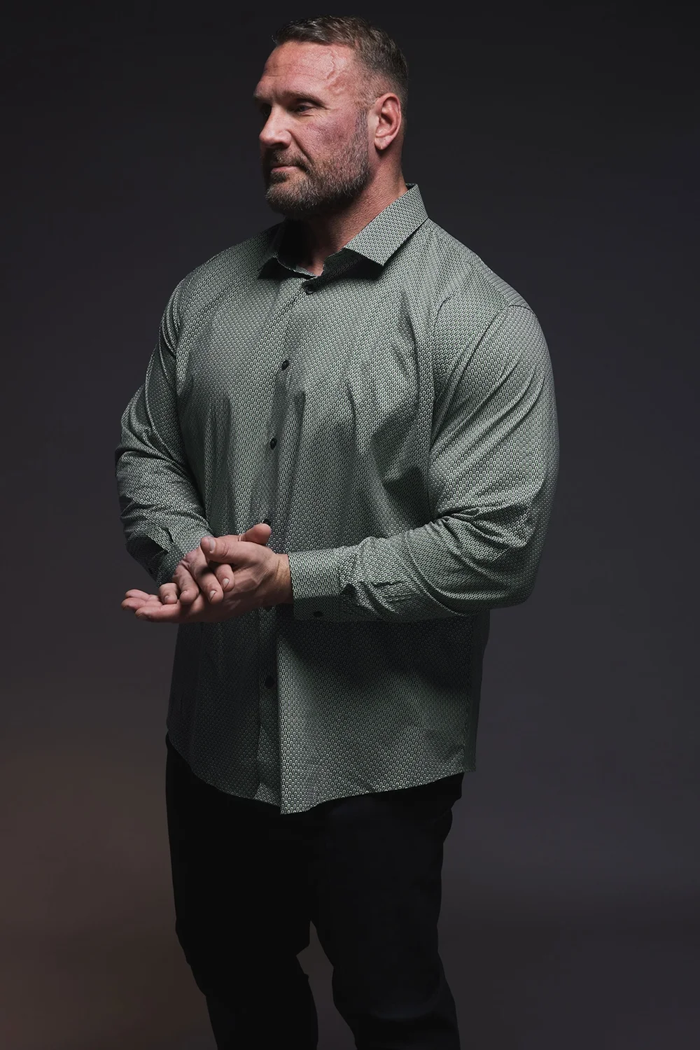 BadRhino Tailoring Green Geometric Print Formal Shirt - 23 Collar Image 1