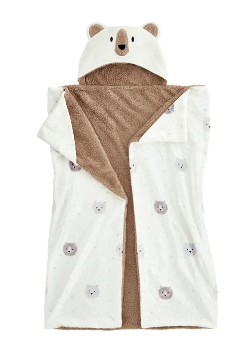 Catherine Lansfield Cosy Bear So Soft Fleece Hooded Blanket Natural - One Size Image 4