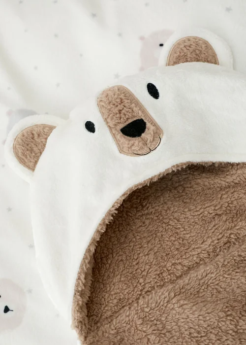 Catherine Lansfield Cosy Bear So Soft Fleece Hooded Blanket Natural - One Size Image 2