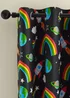Catherine Lansfield Rainbow Rockets Fully Reversible Eyelet Curtains Black - 66W X 72D (168x183cm) Image 1