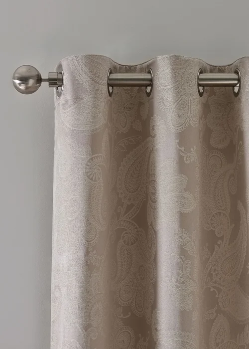 Catherine Lansfield Opulent Jacquard Lined Eyelet Curtains Champagne Gold - 66W X 90D (168x228cm) Image 1
