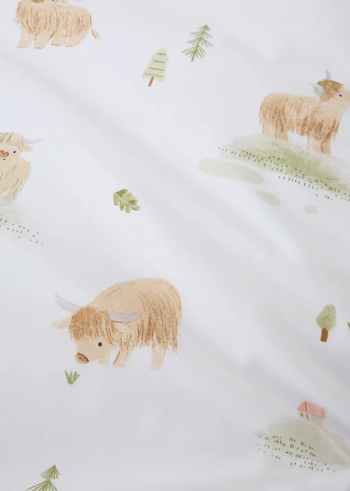 Bianca Fine Linens Mini Moo Cow Cotton Fitted Sheet White - Single Image 2