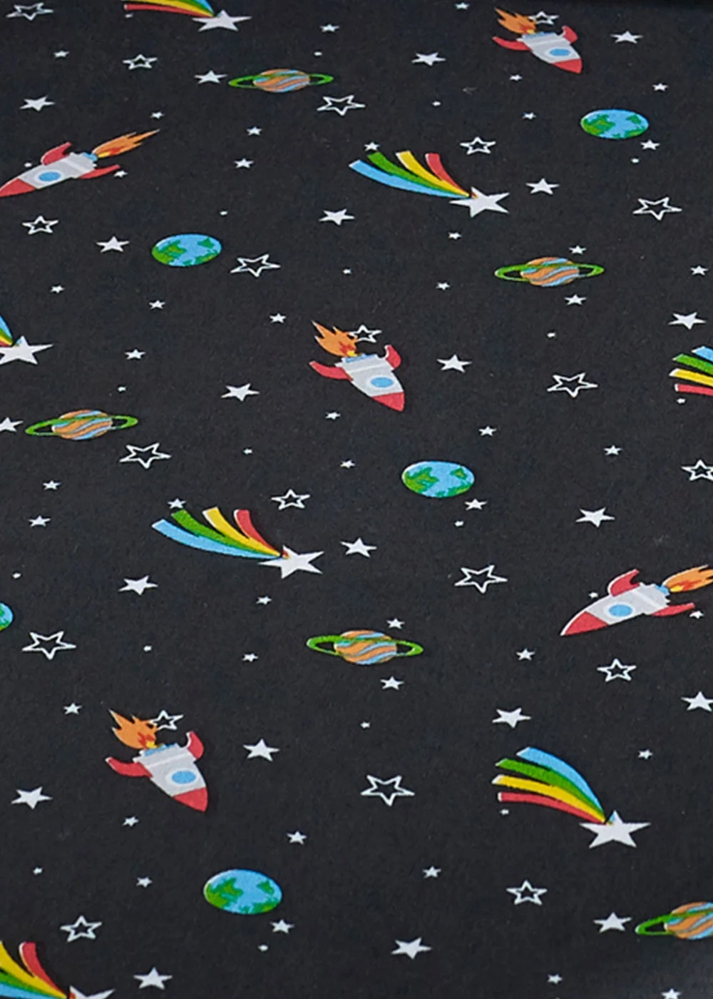 Catherine Lansfield Rainbow Rockets Fitted Sheet Black - Junior Image 2
