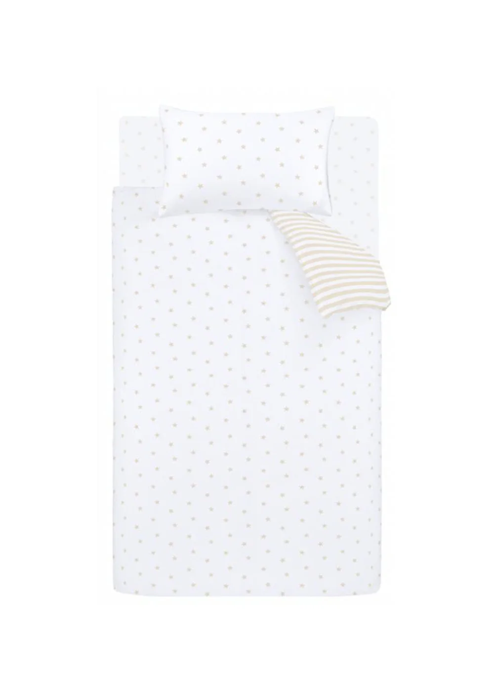 Bianca Fine Linens Mini Star & Stripes Reversible Cotton Duvet Cover Set Natural - Junior Image 5